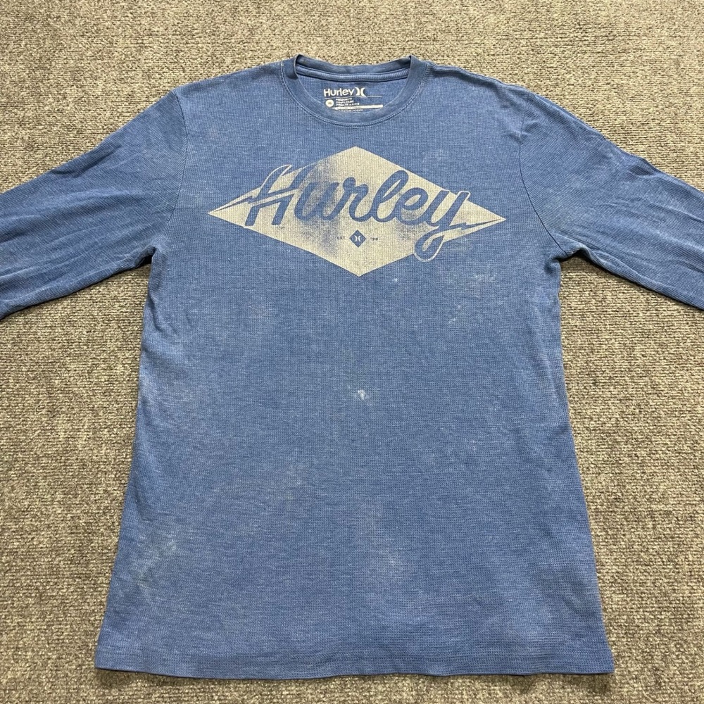 Hurley Men's Long-Sleeve Blue Faded Y2K Thermal